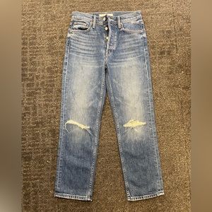 MOTHER The Tomcat Distressed Crop Jeans in color: Playing with scissors